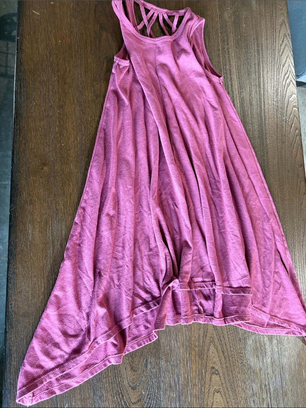High-Low Flowy Pink Women's Skirt with Strappy Waist